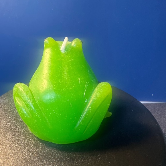 Vintage Wax Candle Decorative Hand Crafted Frog Figural Figurine Bright Green - Picture 5 of 10